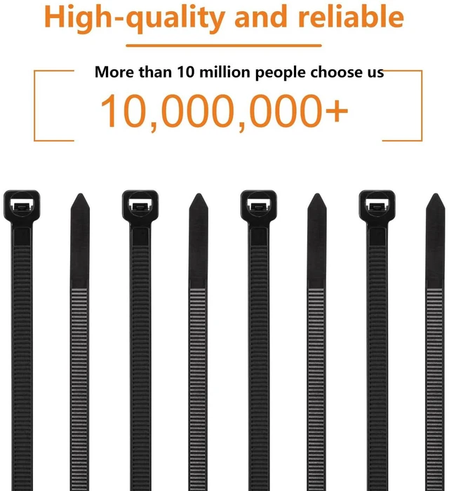 Alt view image 5 of 6 - 12 Inch Black Zip Ties 2000 Pack Cable Ties 45 LBS UV Resistant Cable Ties, Weatherproof, Self-Locking for Indoor and Outdoor