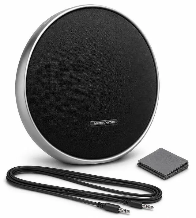 Main image of Onyx Studio 9 - Portable Bluetooth Speaker Bundle - Self-Tuning, Built-in Battery, USB Charging, Aluminum Handle + Aux Cable + Cleaning Cloth, Wireless Home & Outdoor Speaker