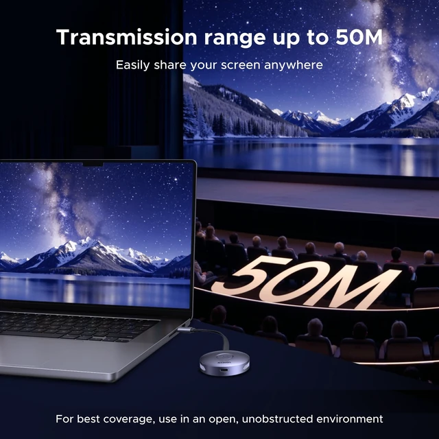 Alt view image 3 of 7 - Magnetic Wireless USB C Transmitter and HDMI Receiver 164FT/50M 1080P@60Hz, Plug & Play, 5.8GHz for Video and Audio, Output for iPhone/PC/MacBook/Laptop/Tablet to TV/Monitor/Projector