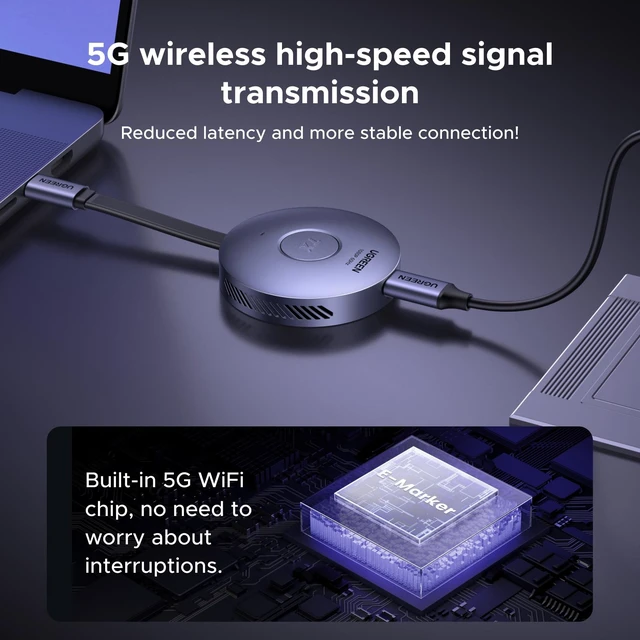 Alt view image 4 of 7 - Magnetic Wireless USB C Transmitter and HDMI Receiver 164FT/50M 1080P@60Hz, Plug & Play, 5.8GHz for Video and Audio, Output for iPhone/PC/MacBook/Laptop/Tablet to TV/Monitor/Projector