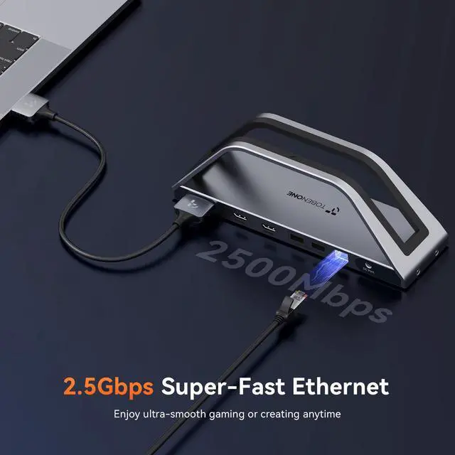 Alt view image 7 of 7 - MacBook Pro Docking Station Dual 4K Monitor, 150W Charger, 7 USB | Plug and Play, Laptop Docking Station Stand for MacBook M1-M5 Pro/Max, 10Gbps/PD 30W, 2.5G Ethernet, for Home, Office, Studio