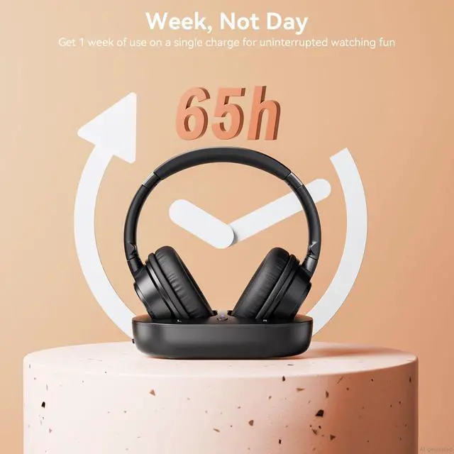Alt view image 5 of 6 - Wireless Headphones for TV, TV Headphones Wireless for Seniors with Easy Setup, Compatible with Most TVs, Charging Base, 65H Playtime, Low Latency Audio, TV Headset, Ideal for Dad, Mom