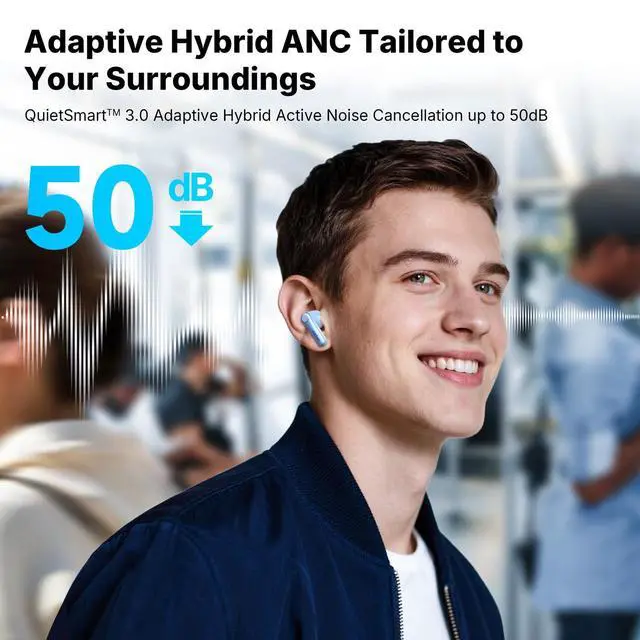 Alt view image 4 of 7 - Air Pro 4+ Adaptive Noise Cancelling Wireless Earbuds, Dual Drivers | Qualcomm aptX Lossless, Translation Earbuds, Snapdragon Sound, 6 Mics AI Calls, Hi-Res Sound, LDAC, Bluetooth 6.0, 54H, Blue
