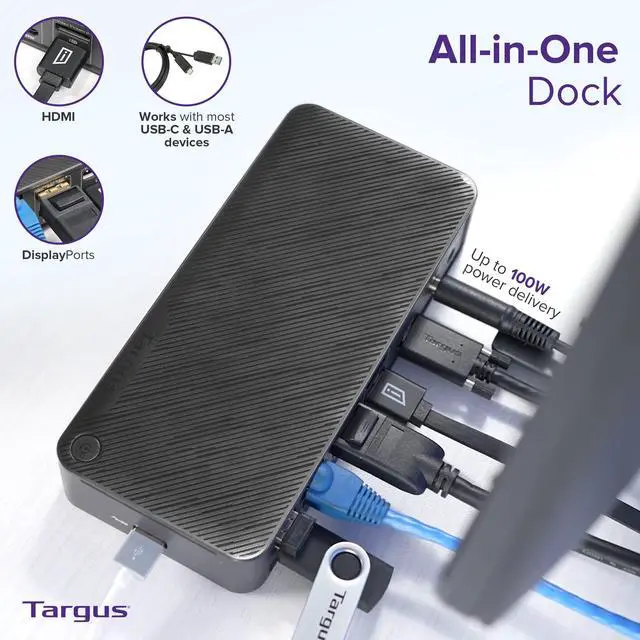Alt view image 3 of 5 - USB C Docking Station Universal DV4K, USB C Laptop Docking Station Dual Monitor 2 HDMI, with Legacy Host Power Kit, Works w/Operating Systems Like Windows, Mac, Android, iOS (DOCK182USZ)