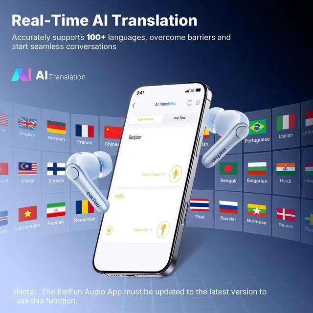 Alt view image 5 of 7 - Air Pro 4+ Adaptive Noise Cancelling Wireless Earbuds, Dual Drivers | Qualcomm aptX Lossless, Translation Earbuds, Snapdragon Sound, 6 Mics AI Calls, Hi-Res Sound, LDAC, Bluetooth 6.0, 54H, Blue
