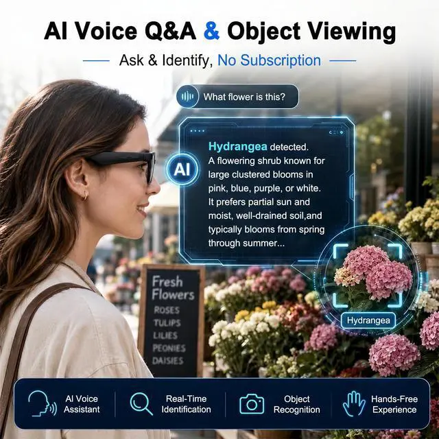 Alt view image 6 of 7 - AI Smart Glasses with Camera, 4K Anti-Shake Video & Photo Capture | Real-Time Translation, Object Recognition, AI Assistant, Open-Ear Audio, Smart Glasses with Camera and Bluetooth, Black