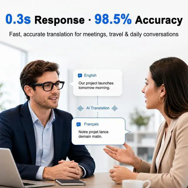 Alt view image 5 of 7 - AI Smart Glasses with Camera, 4K Anti-Shake Video & Photo Capture | Real-Time Translation, Object Recognition, AI Assistant, Open-Ear Audio, Smart Glasses with Camera and Bluetooth, Black