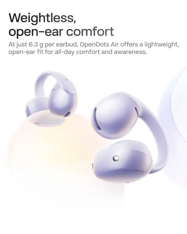 Alt view image 5 of 7 - OpenDots Air Open-Ear Clip-On Bluetooth Earbuds, Purple,Touch Control | Deep bass, secure fit, 36h playback, Bluetooth 6.1, AI noise reduction, IP55