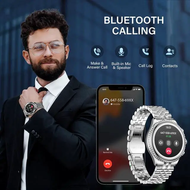 Alt view image 4 of 7 - 2026 Smart Watch for Men Answer/Make Call for Android iPhone, 1.32" AMOLED HD Screen Mens Luxury Watch, 1st Heavy Duty Smartwatch Heart Rate Blood Oxygen Blood Pressure Sleep Monitor Pedometer