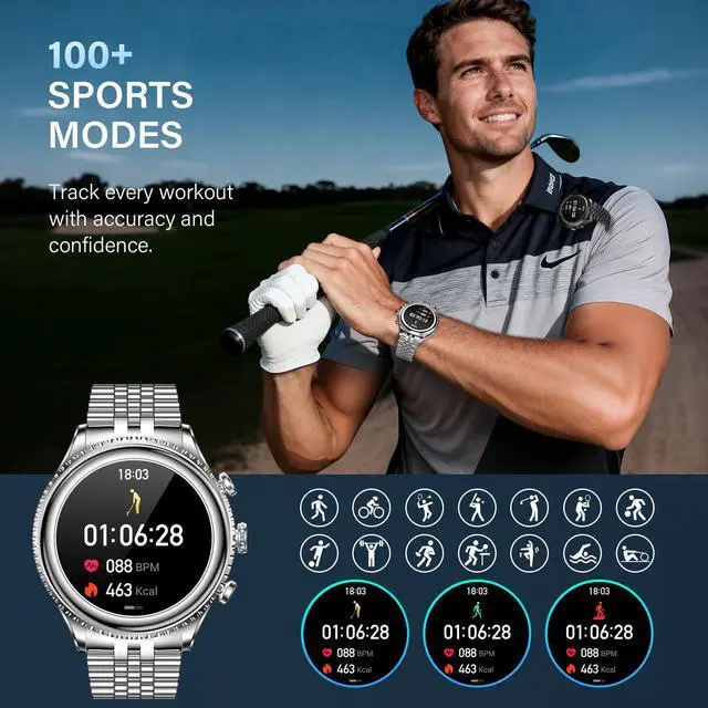 Alt view image 6 of 7 - 2026 Smart Watch for Men Answer/Make Call for Android iPhone, 1.32" AMOLED HD Screen Mens Luxury Watch, 1st Heavy Duty Smartwatch Heart Rate Blood Oxygen Blood Pressure Sleep Monitor Pedometer