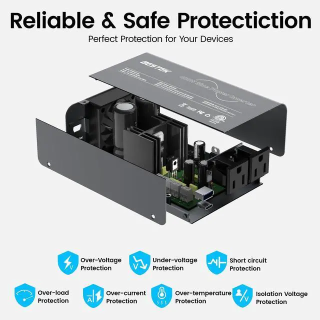 Alt view image 4 of 7 - Pure Sine Wave Power Inverter, 400W DC 12V to 110V AC Car Converter | Fast Vehicle Charger Adapter with PD30W USB-C / QC18W USB-A, Dual AC Outlet, Car Plug Adapter Outlet for Phone, Laptop(Gray)