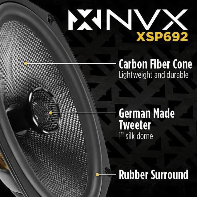 Alt view image 2 of 7 - ® 2-Way Coaxial 6x9 Car Speakers (Pair) | 600W Max, 300W RMS Car Speakers w/ 1" Silk Dome Tweeters & Built-in X-Overs, Easy to Install in Cars/Trucks/Doors