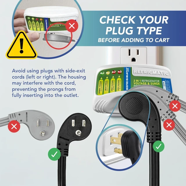 Alt view image 3 of 7 - 2 in 1 Voltage & Surge Protector for Refrigerators Protects refrigerators Up to 27 cu. ft. against high and low voltage, brownouts and spikes. Includes safety delay time
