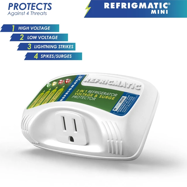 Alt view image 2 of 7 - 2 in 1 Voltage & Surge Protector for Refrigerators Protects refrigerators Up to 27 cu. ft. against high and low voltage, brownouts and spikes. Includes safety delay time
