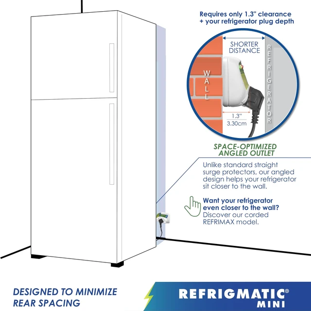 Alt view image 4 of 7 - 2 in 1 Voltage & Surge Protector for Refrigerators Protects refrigerators Up to 27 cu. ft. against high and low voltage, brownouts and spikes. Includes safety delay time