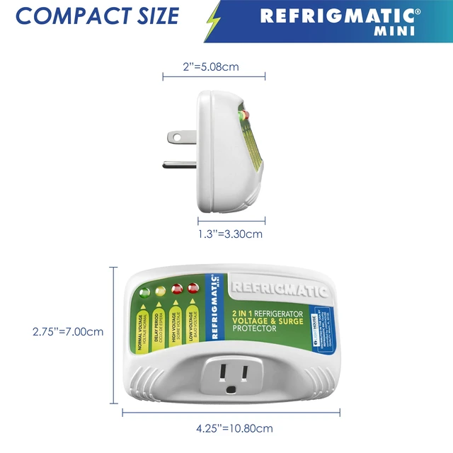 Alt view image 7 of 7 - 2 in 1 Voltage & Surge Protector for Refrigerators Protects refrigerators Up to 27 cu. ft. against high and low voltage, brownouts and spikes. Includes safety delay time