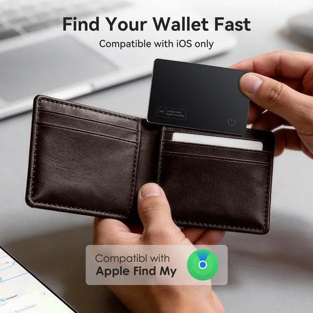Alt view image 3 of 7 - Wallet Tracker Card Compatible with Apple Find My iOS only | 0.07in Slim Wallet Finder, IP68 Waterproof, Tracking Card for Wallet, Luggage Tag, Passport & Purse, Wireless Rechargeable