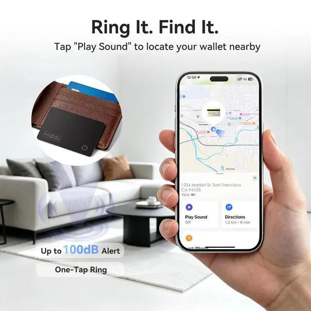 Alt view image 4 of 7 - Wallet Tracker Card Compatible with Apple Find My iOS only | 0.07in Slim Wallet Finder, IP68 Waterproof, Tracking Card for Wallet, Luggage Tag, Passport & Purse, Wireless Rechargeable
