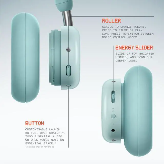 Alt view image 4 of 7 - Headphone Pro Active Noise Canceling Wireless Headphones Bluetooth 5.4 Over The Ear Headset, 50H ANC Playtime, Bass&Treble Slider, Custom EQ&Spatial Audio, Hi-Res LDAC, Light Green