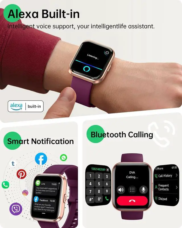 Alt view image 2 of 7 - Smart Watches for Women, 1.83" Alexa Smart Watch for Android Phones & iPhones with Calls/Messages, 120+ Sport Modes Fitness Watches for Women Men with Heart Rate Monitor, Sleep/Activity/Health Tracker