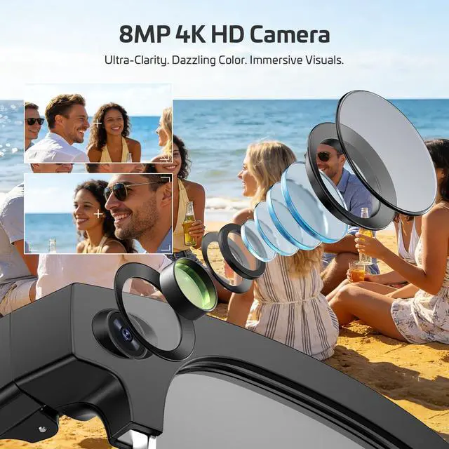 Alt view image 2 of 7 - 2026 AI Smart Glasses with Camera and Bluetooth,8MP 4K Camera Glasses,Supports AI Voice Control/Video/Photo/Audio Recording,Glasses with 133 Translation,Sunglasses Lenses+Photochromic for Men & Women