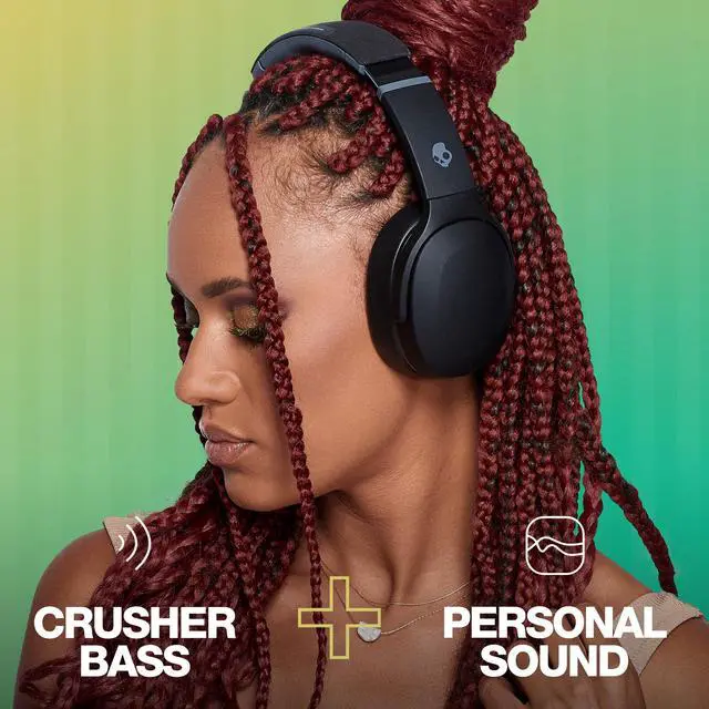 Alt view image 5 of 5 - Crusher Evo Wireless Bluetooth Headphones with Extra USB-C Charging Cable, Multi-Sensory Bass, Noise Isolating Over-Ear Fit, 40 Hours Battery, Microphone for iPhone Android - True Black