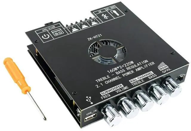 Main image of ZK-HT21 TDA7498E Bluetooth Amplifier Board 160W×2+220W Subwoofer 2.1 Channel Audio Receiver Power Amplifier Module with Treble and Bass Control for DIY Speakers