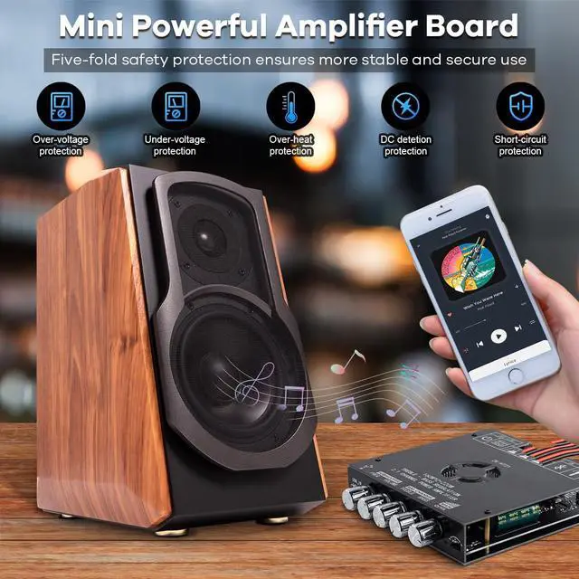 Alt view image 5 of 7 - ZK-HT21 TDA7498E Bluetooth Amplifier Board 160W×2+220W Subwoofer 2.1 Channel Audio Receiver Power Amplifier Module with Treble and Bass Control for DIY Speakers