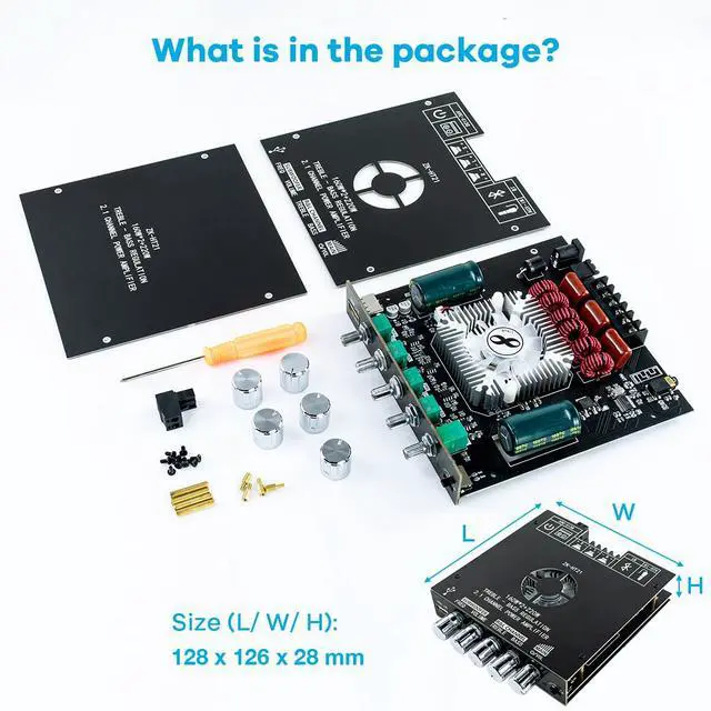 Alt view image 7 of 7 - ZK-HT21 TDA7498E Bluetooth Amplifier Board 160W×2+220W Subwoofer 2.1 Channel Audio Receiver Power Amplifier Module with Treble and Bass Control for DIY Speakers