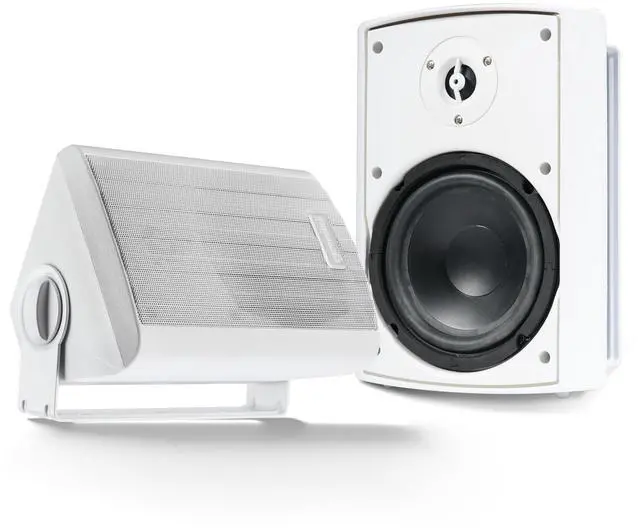 Main image of Outdoor Bluetooth Speakers, Daisy-Chain Pair, Wall-Mount, 5.25" | 5.25" outdoor wall-mount speakers, pair - IP44 all-weather - Bluetooth & AUX, expandable - remote incl