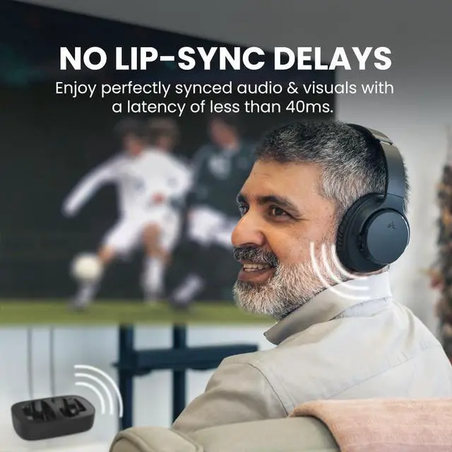 Alt view image 2 of 7 - Ensemble - Wireless Headphones for TV Watching for Seniors | Easy Setup & Charging Dock, Works via Optical, AUX or Bluetooth on Compatible TVs, 35H Playtime, Comfortable Fit