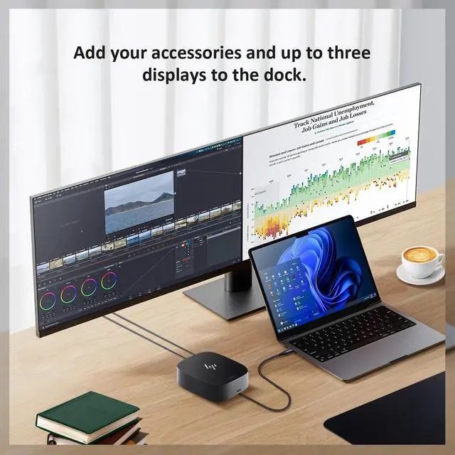 Alt view image 7 of 7 - HP Docking Station for Laptop Dual Monitor and Charging Bundle - HP USB-C G5 Dock with 120W AC Adapter, HDMI & DP Cable & USB-C Cable