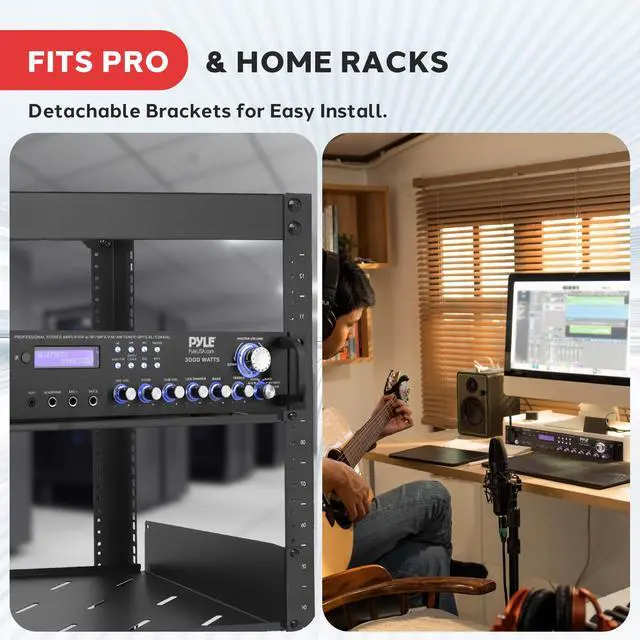 Alt view image 4 of 7 - 3000W Multi-Channel Bluetooth Wireless Power Amplifier - Rack Mount - Stereo Receiver w/ FM Radio - USB/SD - Dual Mic w/ Echo - RCA - Headphone - LED Display - Cooling Fan - P3001BT