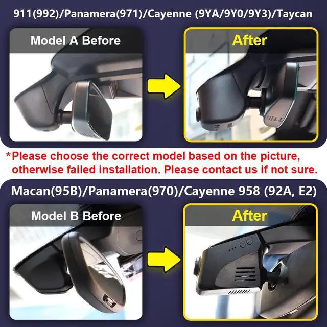 Alt view image 3 of 7 - 4K Dash Cam Suitable for Porsche Macan 95B Panamera 970 Cayenne 958 92A E2 (Model B), OEM Factory Look, 2160P UHD Video, Built-in WiFi & APP, Loop Recording, G-Sensor, Easy to Use, 64GB Card