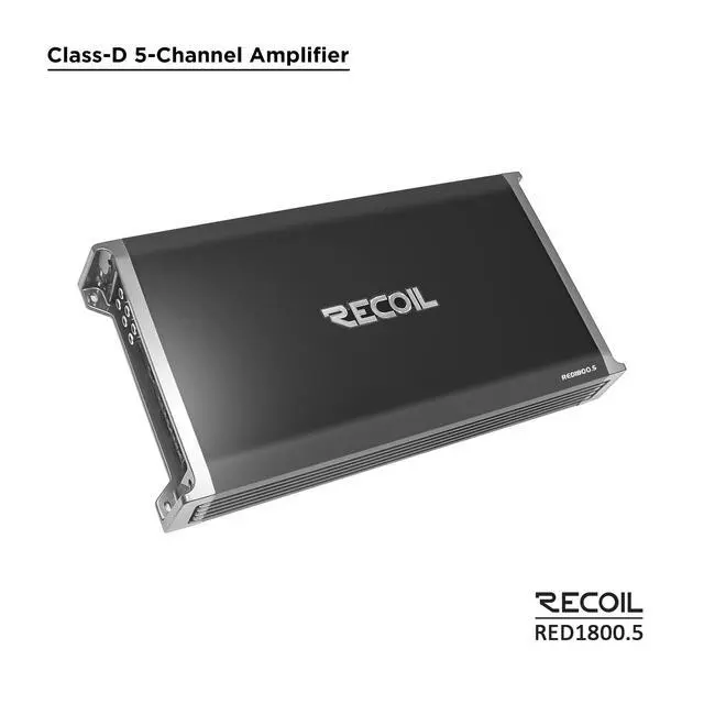 Alt view image 3 of 7 - RED1800.5 Class-D Car Audio 5-Channel Amplifier 1800W Max Power | Mono 1 Ohm Stable Remote Bass Knob Included