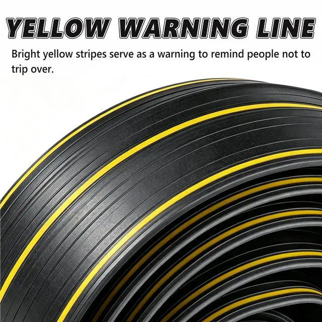 Alt view image 5 of 6 - 10Ft Cord Covers for Wires on Floor, 3-Channel PVC Floor Cable Cover for Small to Medium Wires, Anti-Slip Base with Yellow Warning Stripes, Indoor Floor Cord Cover for Home Office Events