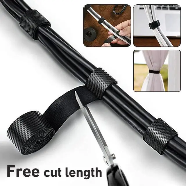 Alt view image 4 of 7 - 164ft x1/2 inch Reusable Fastening Cable Ties, 82ft x 2Rolls | Double-Sided Hook Loop Roll,Self-Gripping Strips,Multi-Purpose Wrap Fasteners for Office,Home,Data Center,Wire Bundling
