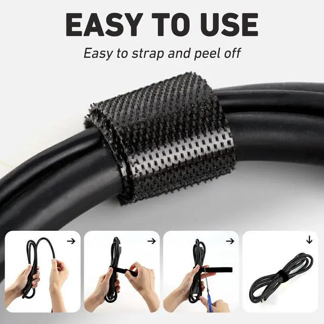 Alt view image 5 of 7 - 164ft x1/2 inch Reusable Fastening Cable Ties, 82ft x 2Rolls | Double-Sided Hook Loop Roll,Self-Gripping Strips,Multi-Purpose Wrap Fasteners for Office,Home,Data Center,Wire Bundling