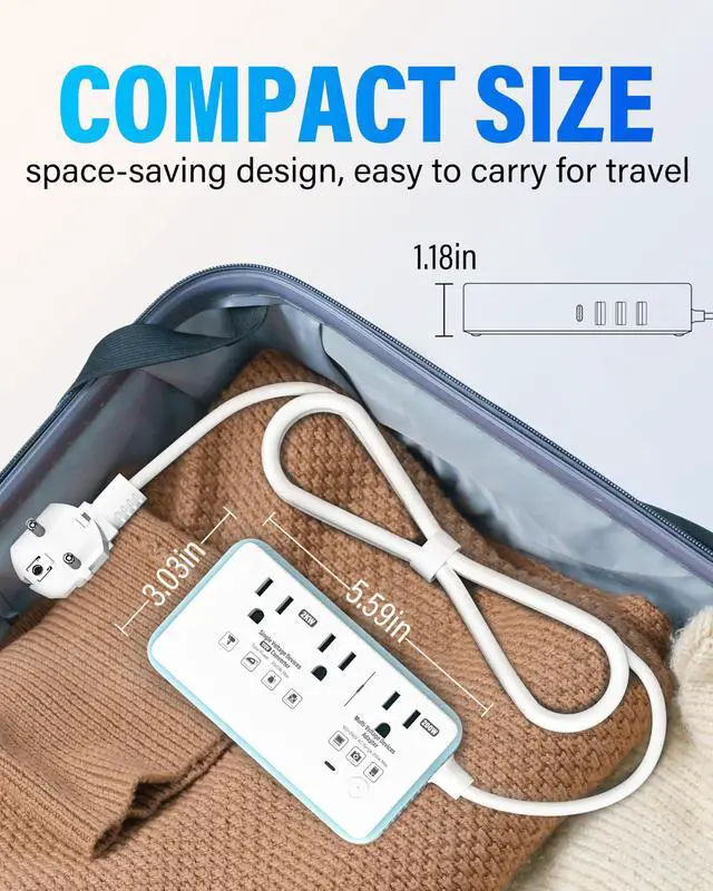 Alt view image 7 of 7 - 220V to 110V Voltage Converter US to Europe, 2000W Voltage Converter for European Travel with 3 AC 2 USB-C 2 USB-A Ports, and EU/UK/AU/IT European Travel Plug Adapter