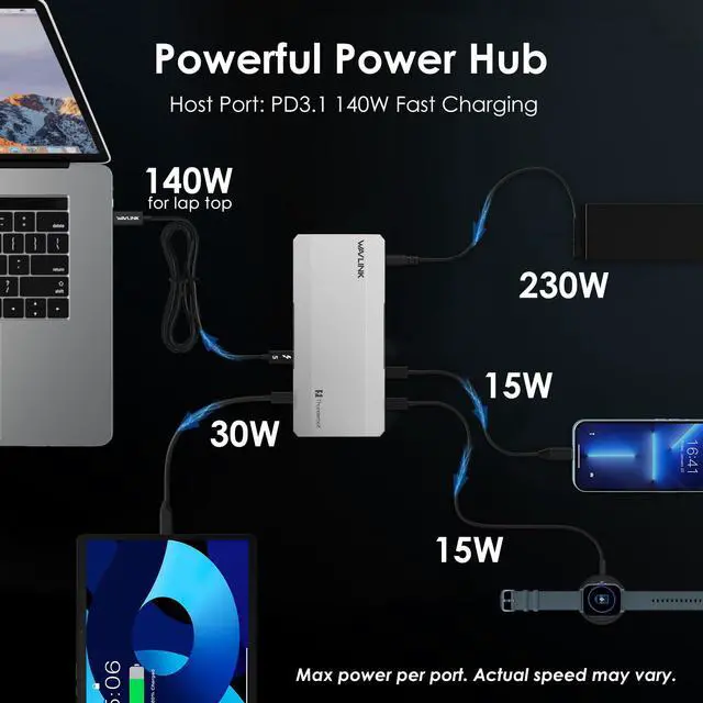 Alt view image 6 of 7 - Intel EVO Certified TBT5 Dock, 120Gbps, 140W PD, 8K, USB-A, Cooling | Thunderbolt 5 Docking Station hub TB5 Dock 8K Display 140W Max Charging 4X USB-A 3.2 TBT 5/4 Laptops laptop cooling system