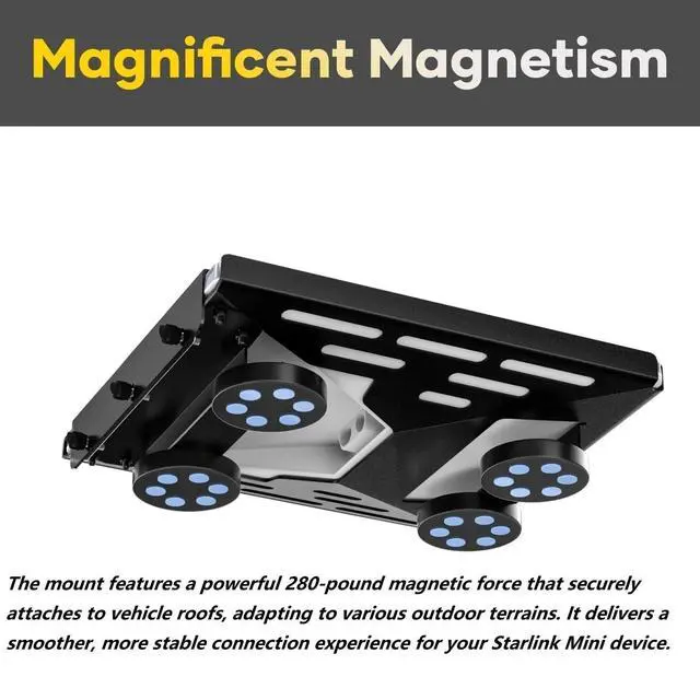 Alt view image 6 of 7 - Professional for Starlink Mini Mount Magnetic Mount Kit -Universal Quick-Release System for Cars and Boats, Graded Steel, Weather-Resistant,360° Protection Design (StainlessSteel Heavy Duty Bracket)