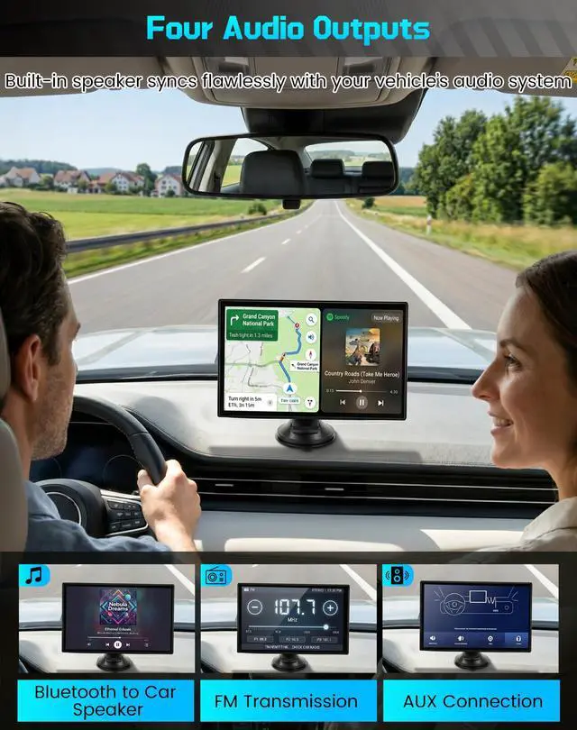 Alt view image 7 of 7 - 11" Ultra Large Wireless Carplay & Android Auto Screen for Car | Apple Carplay HD Touchscreen with Bluetooth, 360° Swivel 4K Dash Cam, 1080P Backup Camera, GPS, Mirror Link, Voice Control,FM