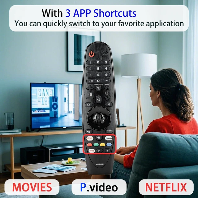 Alt view image 5 of 7 - Replacement for LG Remote Control for Smart TV from 2019-2025, for LG Magic Remote MR25GA/MR24GA/MR23GA/MR22GA/MR21GA/MR20GA with Voice and Pointer Functions