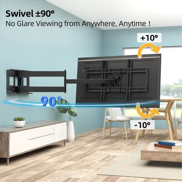 Alt view image 2 of 7 - Extra Long Arm Full Motion TV Wall Mount for 4280 TVs | 43 Long Extension, Swivel ±90° & Tilt ±10°, Leveling ±3°, Holds Up To 110 Lbs, Max Vesa 600x400mm, Fits 16,18 Studs