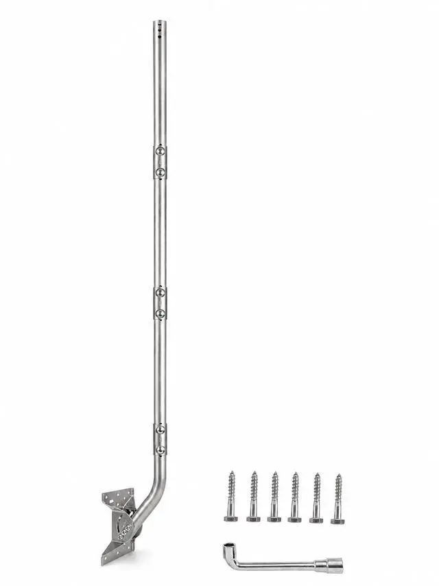 Main image of Stainless Steel Antenna Mount (1.5" x 68"), Heavy-Duty Adjustable J-Pole Mast for TV Antenna, Starlink, Satellite Dish, or Weather Station, Universal Wall, Eave & Roof Mounting Bracket
