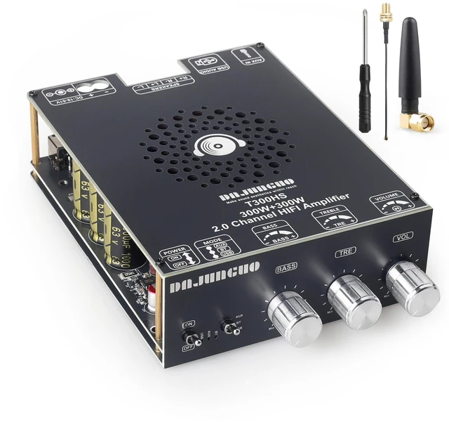 Main image of 600W Audio Amplifier Board with Treble and Bass Control, TPA3255 Chips, DC 19-51V, Bluetooth 5.2 and AUX Inputs, 2.0 Channel Stereo AMP Board for DIY Wireless Speakers