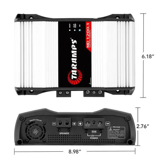 Alt view image 6 of 7 - Taramps MD 1200.1 Amplifier 2 Ohms 1200 Watts RMS 1 Channel Full Range Car Audio System, Monoblock, LED Monitor Indicator, Class D Great for Subwoofer