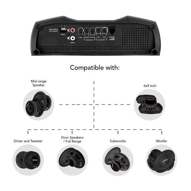 Alt view image 7 of 7 - Taramps MD 1200.1 Amplifier 2 Ohms 1200 Watts RMS 1 Channel Full Range Car Audio System, Monoblock, LED Monitor Indicator, Class D Great for Subwoofer