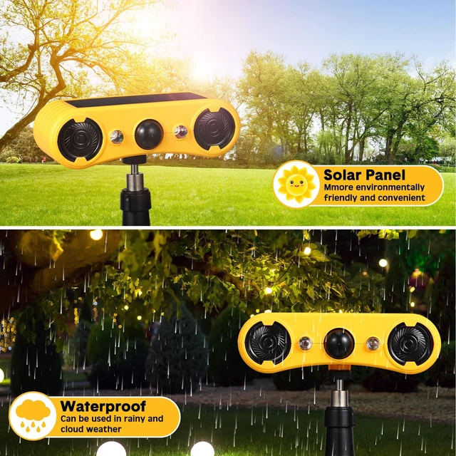 Alt view image 3 of 7 - 6 Pack Solar Motion Sensor Alarm 129db Motion Detector Noise Maker 13 Sound Detector Strobe Light, 4 Modes Animal Deterrent Dog Barking Alarm, Mount on Ground Fence Wall Garden