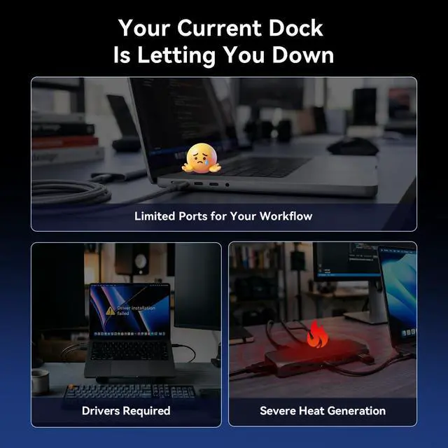 Alt view image 2 of 7 - 16-in-2 MacBook Docking Station Dual 4K@60Hz, 7 USB, 2 HDMI | 100W PD Fast Charging, Gigabit Ethernet,Plug-and-Play, for Creative Professionals &Remote Workers/MacBook Owners (2016-2026)